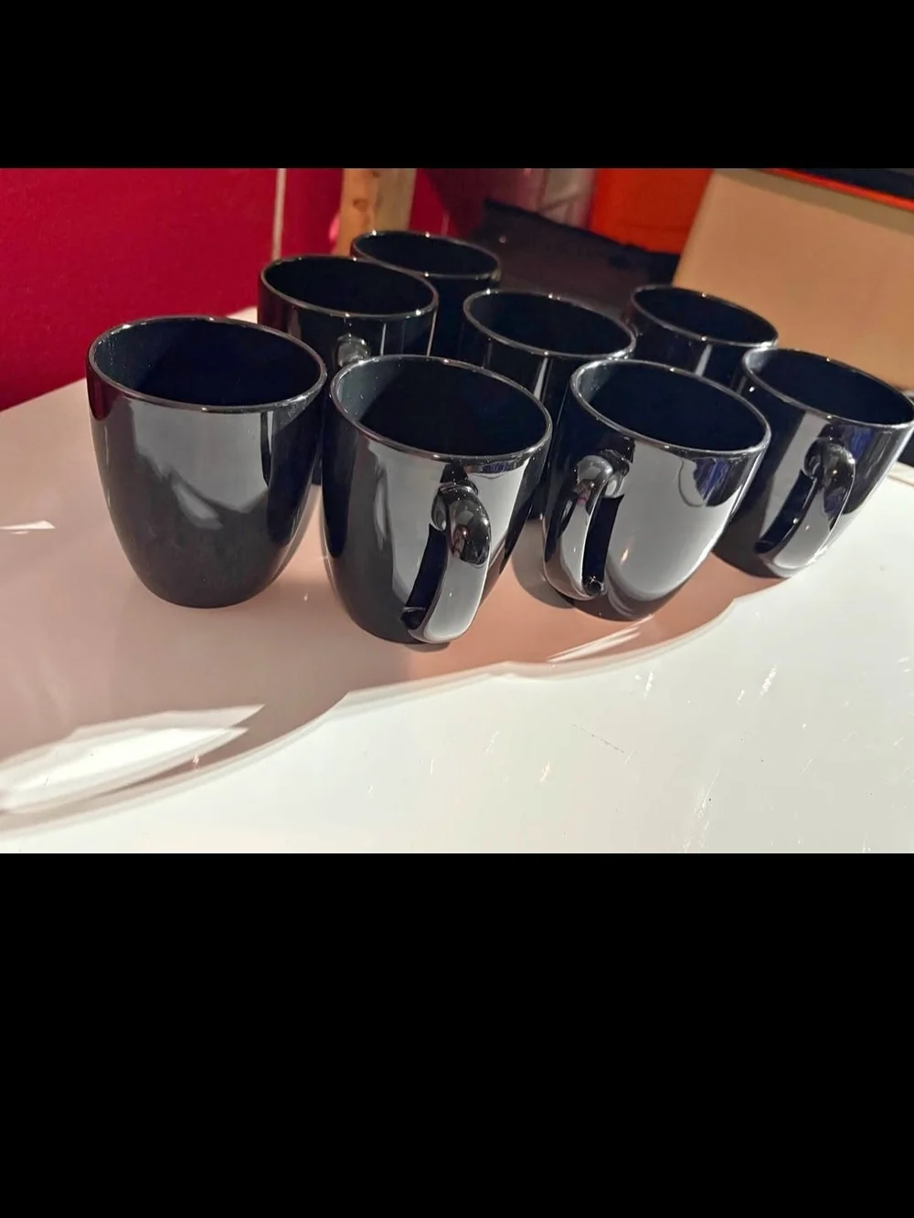 Black Ceramic Coffee Mugs - Set of 8